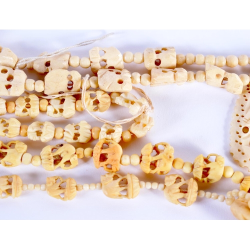 756 - THREE CONTINENTAL ANTIQUE IVORY NECKLACES. (3)