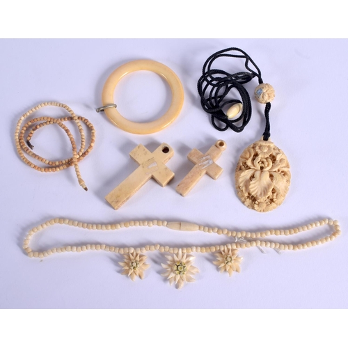 767 - ASSORTED CONTINENTAL ANTIQUE IVORY JEWELLERY. (qty)