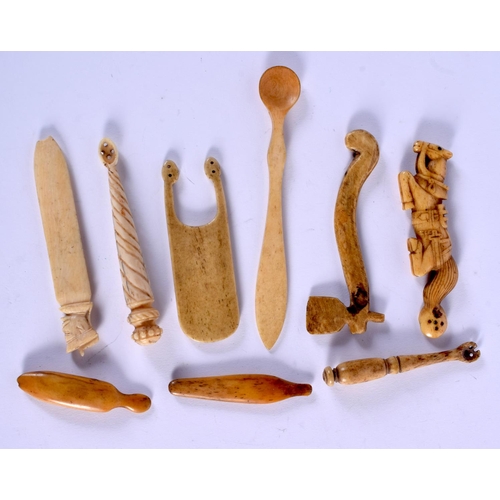 938 - ASSORTED ANTIQUE CONTINENTAL TRIBAL BONE SPOONS. (qty)