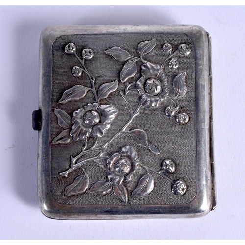 977 - A 19TH CENTURY CHINESE EXPORT SILVER CIGARETTE CASE. 75 grams. 7.5 cm x 8 cm.