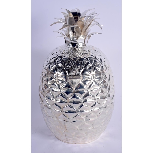 798 - A CONTINENTAL SILVER PLATED PINEAPPLE ICE COOLER AND COVER. 33 cm x 18 cm.