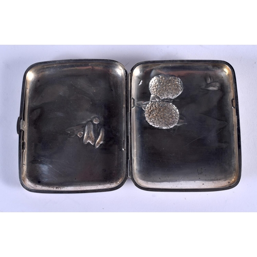 990 - A 19TH CENTURY JAPANESE MEIJI PERIOD SILVER CIGARETTE CASE decorated with ducks. 86 grams. 9 cm x 7.... 