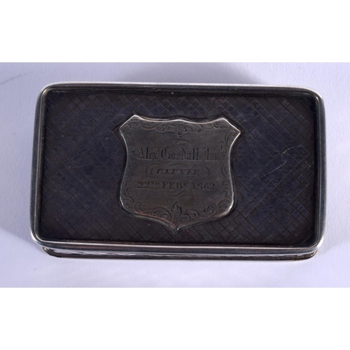 827 - AN ANTIQUE SILVER SNUFF BOX. Birmingham 1839. 88 grams. 7 cm x 4 cm.