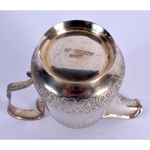 855 - AN ANTIQUE RUSSIAN SILVER CREAM JUG. 105 grams. 10 cm x 8 cm.