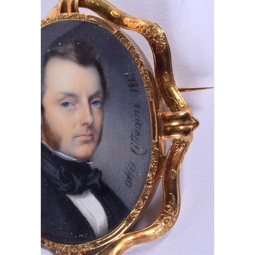 860 - A MID 19TH CENTURY ITALIAN PAINTED IVORY PORTRAIT MINIATURE by Alessandro Cittadini, painted as a ma... 