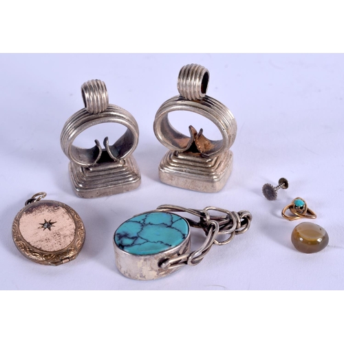 871 - SILVER AND TURQUOISE FOBS etc. (qty)