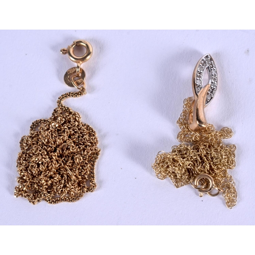 885 - TWO 18CT GOLD NECKLACES. 5 grams. (2)