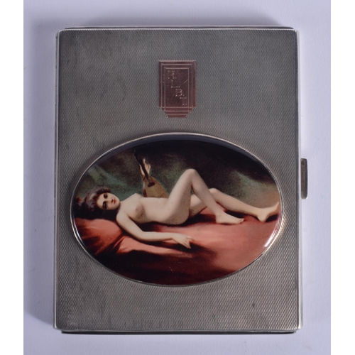 890 - AN ART DECO SILVER CIGARETTE CASE. 199 grams. 10 cm x 8 cm.