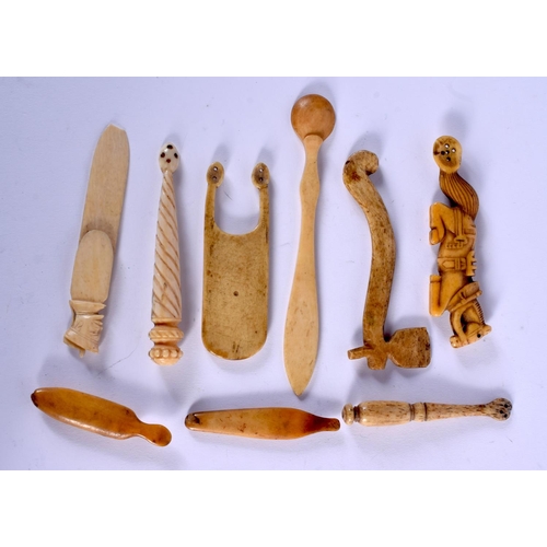 938 - ASSORTED ANTIQUE CONTINENTAL TRIBAL BONE SPOONS. (qty)