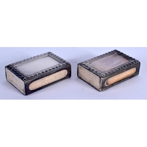 943 - TWO FRENCH CARTIER SILVER MATCHBOX HOLDERS. 4 cm x 2.5 cm. (2)