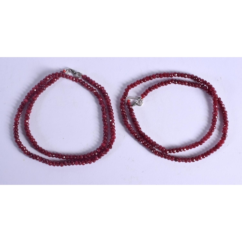 981 - TWO RUBY NECKLACES. (2)