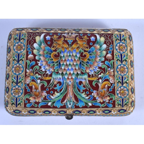 995 - A CONTINENTAL SILVER AND ENAMEL CIGARETTE CASE. 342 grams. 12 cm x 8 cm.