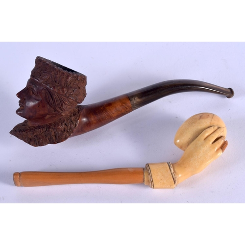 997 - TWO VINTAGE PIPES. 17 cm long. (2)