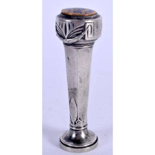 998 - AN ARTS AND CRAFTS SILVER AND ENAMEL SEAL. 42 grams. 8 cm high.