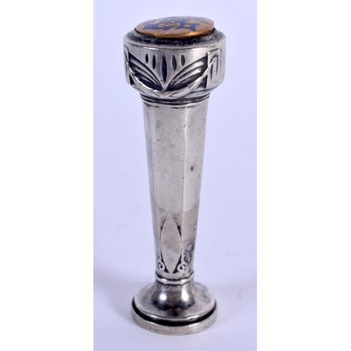 998 - AN ARTS AND CRAFTS SILVER AND ENAMEL SEAL. 42 grams. 8 cm high.