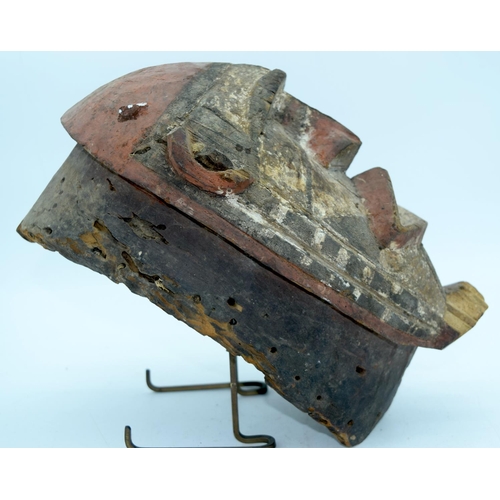 10 - AFRICAN TRIBAL MOSSI MASK, BURKINA FASO.  32cm x 18cm