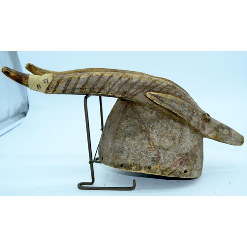 20 - AFRICAN TRIBAL MOSSI WAN NYAKA - ANTELOPE MASK, BURKINA FASO.  41cm x 13cm