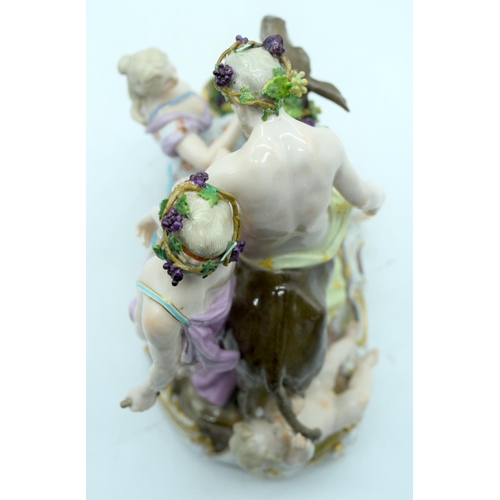 24 - A 19TH CENTURY GERMAN MEISSEN ERNST TEICHERT PORCELAIN FIGURE OF A DRUNKEN SILENUS modelled riding u... 