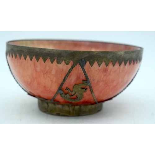 3 - AN EARLY 20TH CENTURY CHINESE CARVED PINK STONE BOWL together with a coral inset dagger. Largest 36 ... 
