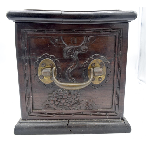 4 - A GOOD 19TH CENTURY CHINESE CARVED HONGMU HARDWOOD DOCUMENT STORAGE CHEST Qing, decorated with urns,... 
