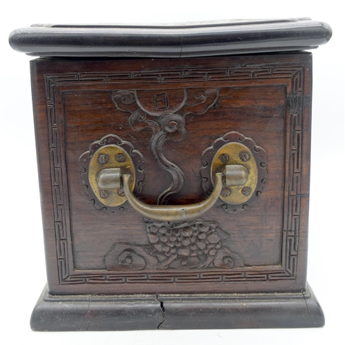 4 - A GOOD 19TH CENTURY CHINESE CARVED HONGMU HARDWOOD DOCUMENT STORAGE CHEST Qing, decorated with urns,... 