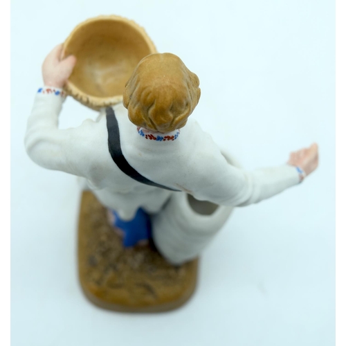 45 - A 19TH CENTURY RUSSIAN BISQUE PORCELAIN FIGURE OF A FARMER Attributed to the Gardner factory, modell... 