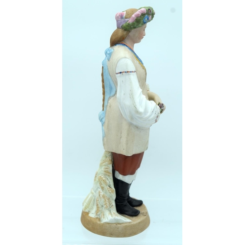 51 - A 19TH CENTURY RUSSIAN BISQUE PORCELAIN FIGURE OF A STANDING FEMALE Gardner factory, modelled as a f... 
