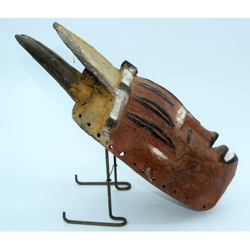 7 - AFRICAN TRIBAL IGBO MASK, NIGERIA.  40cm x 14cm