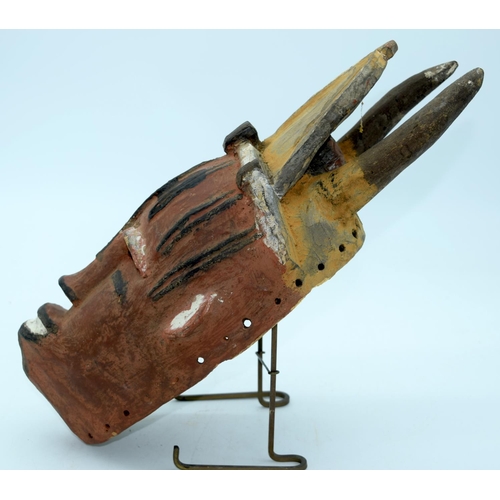 7 - AFRICAN TRIBAL IGBO MASK, NIGERIA.  40cm x 14cm