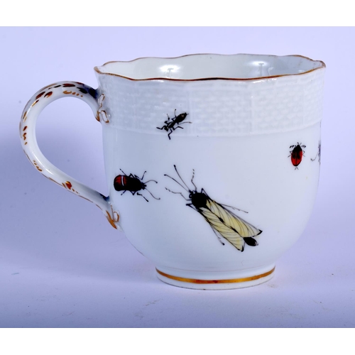 101 - A 19TH CENTURY MEISSEN PORCELAIN CUP AND SAUCER painted with birds amongst foliage. 13.5 cm wide.