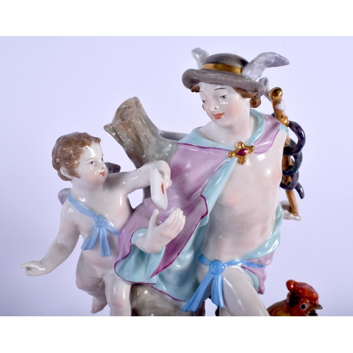 107 - A LARGE 19TH CENTURY GERMAN KPM BERLIN PORCELAIN FIGURAL GROUP modelled standing beside a chicken up... 