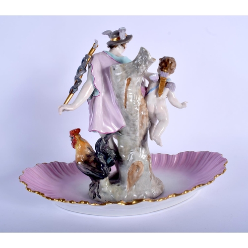 107 - A LARGE 19TH CENTURY GERMAN KPM BERLIN PORCELAIN FIGURAL GROUP modelled standing beside a chicken up... 