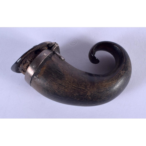 1118 - AN ANTIQUE SCOTTISH CARVED HORN SNUFF MULL. 25 grams. 6 cm x 5 cm.