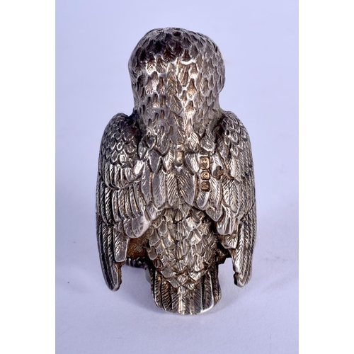 1119 - A SILVER OWL CONDIMENT. London 1987. 48 grams. 4.5 cm x 2.5 cm.