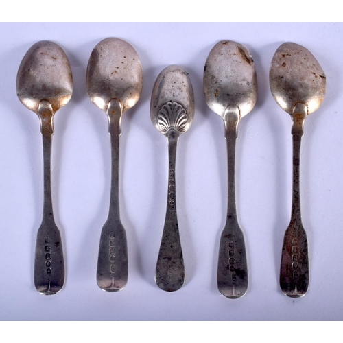 1133 - FIVE 18TH/19TH CENTURY SILVER SPOONS. Exeter. 80 grams. 13 cm long. (5)