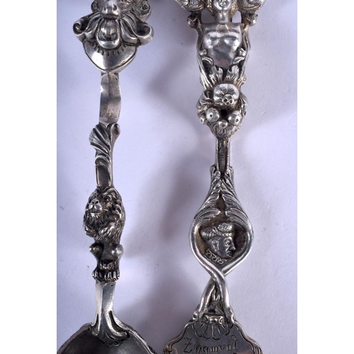 1170 - AN EXTREMELY RARE PAIR OF 18TH/19TH CENTURY CONTINENTAL SILVER UTENSILS of highly unusual form. 254 ... 