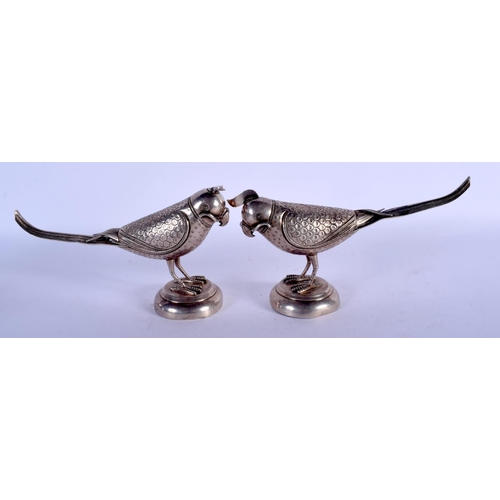 1186 - A RARE PAIR OF EARLY 20TH CENTURY INDO PERSIAN SILVER OIL BURNERS AND COVERS. 477 grams. 22 cm x 11 ... 