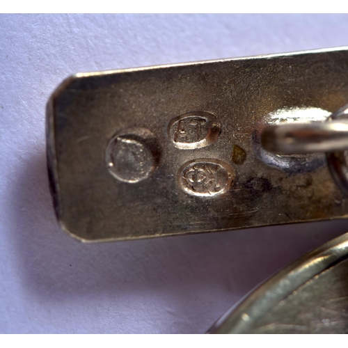 1213 - A PAIR OF CONTINENTAL ENAMELLED JEWELLED CUFFLINKS. 21 grams. 2.5 cm x 2.5 cm.