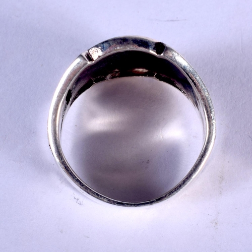 1230 - A SILVER AND MASONIC RING. Q/R. 7.4 grams.