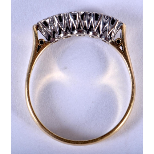 1248 - AN 18CT GOLD AND DIAMOND FIVE STONE RING. 5 grams. Q/R.