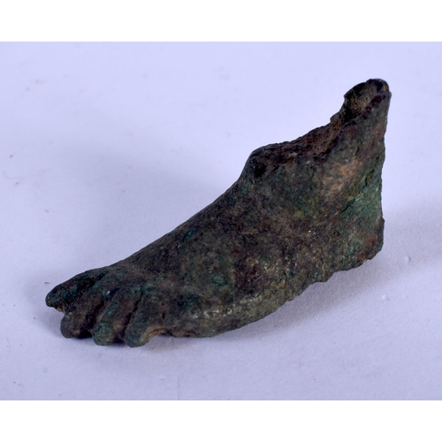 1271 - AN EARLY ANTIQUITY ROMAN BRONZE FOOT FRAGMENT. 4 cm x 2 cm.