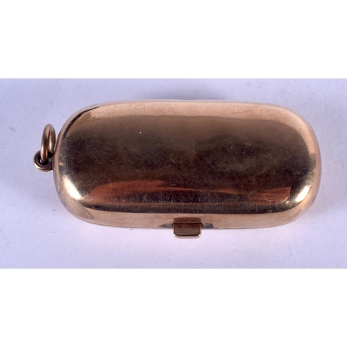 1286 - AN ANTIQUE 9CT GOLD SOVEREIGN CASE. 34.8 grams. 6 cm x 3 cm.