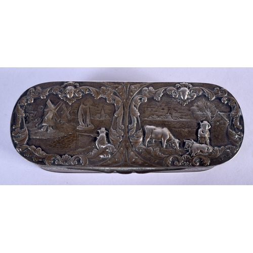 1317 - AN ANTIQUE DUTCH SILVER TOBACCO BOX AND COVER. 200 grams. 15 cm x 6 cm.