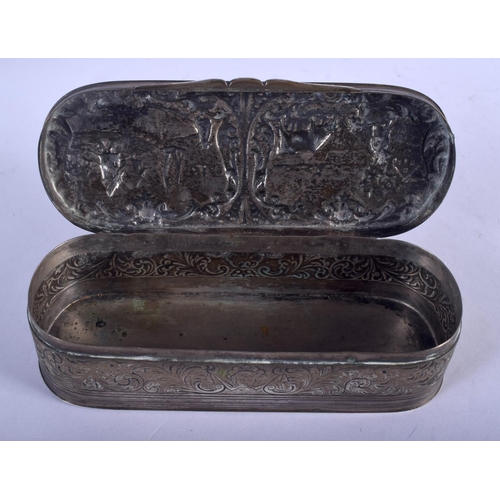 1317 - AN ANTIQUE DUTCH SILVER TOBACCO BOX AND COVER. 200 grams. 15 cm x 6 cm.