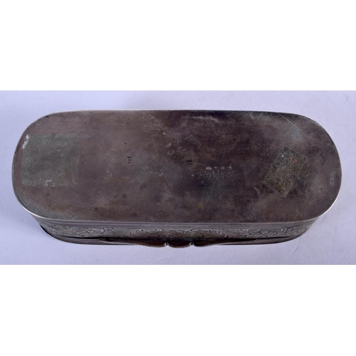 1317 - AN ANTIQUE DUTCH SILVER TOBACCO BOX AND COVER. 200 grams. 15 cm x 6 cm.