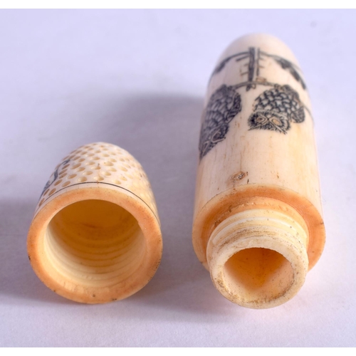 1334 - A BONE THIMBLE CASE. 8 cm long.