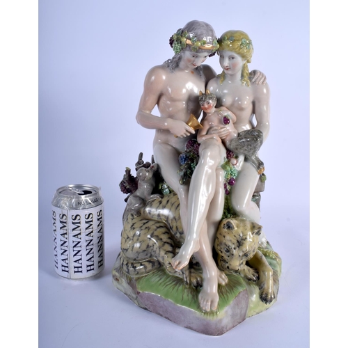 133B - A VERY RARE 19TH CENTURY COPENHAGEN PORCELAIN FIGURE OF A MALE AND FEMALE modelled nudge beside a po... 