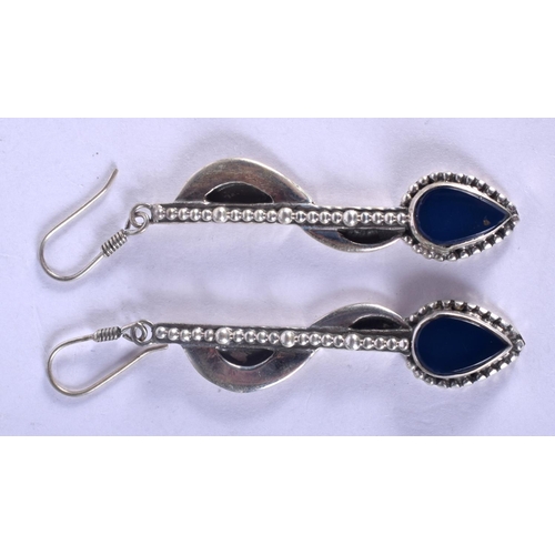 1355 - A PAIR OF SILVER EARRINGS. 12 grams. 5 cm long.