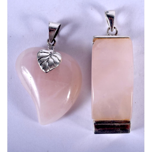 1358 - TWO SILVER PENDANTS. 37 grams. 4.5 cm x 2 cm. (2)