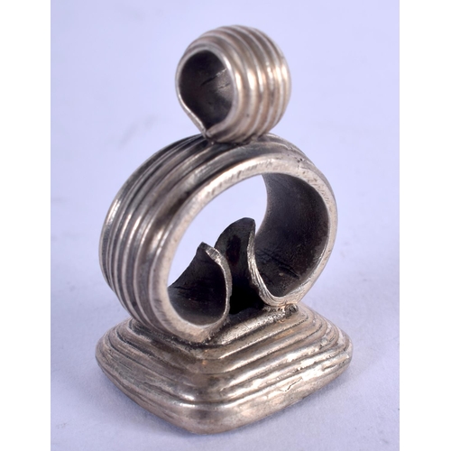 1359 - A SILVER AND STONE SEAL. 17 grams. 3.5 cm x 2.5 cm.